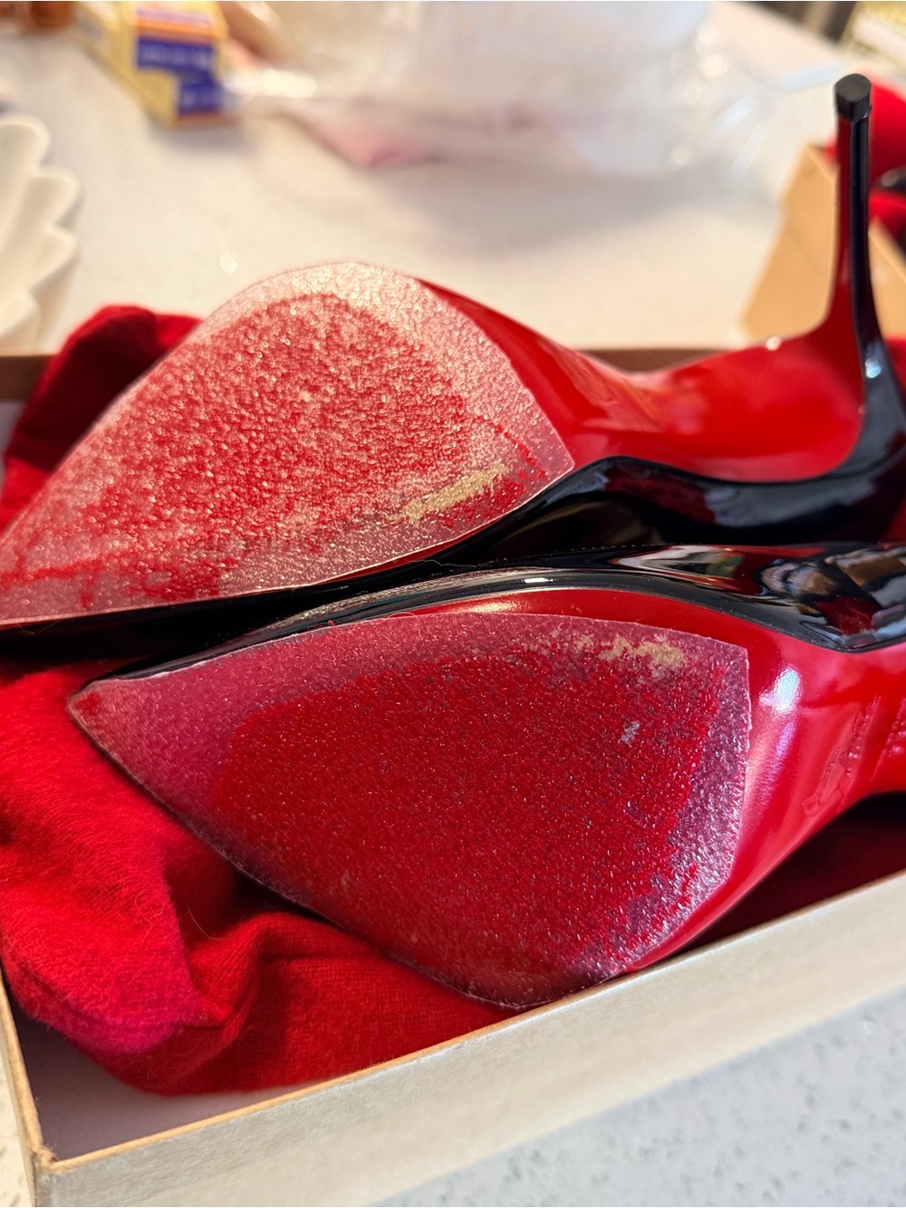 Christian Louboutin Black Patent Red Sole Pointed-Toe Stilettos - Picture 2 of 3
